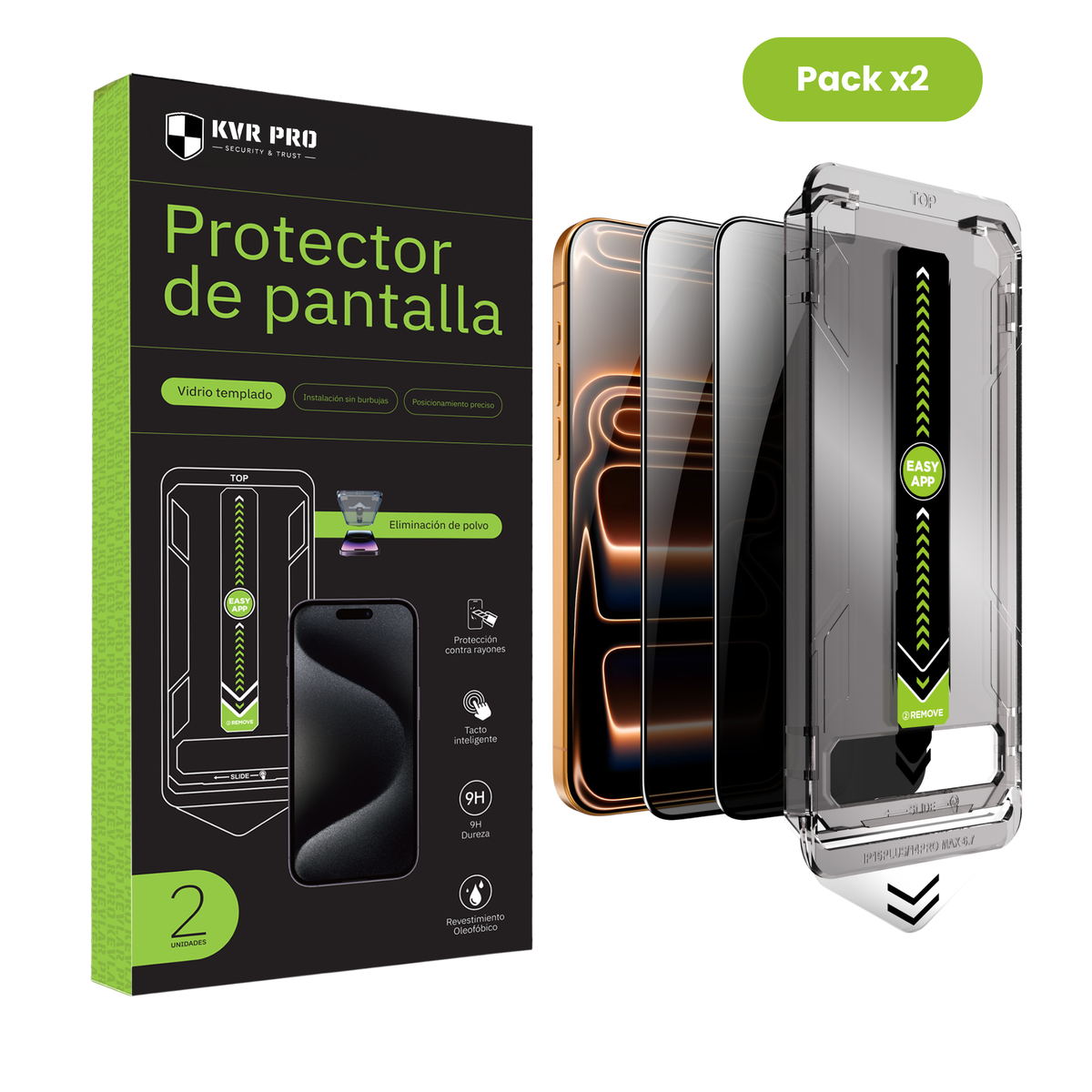 KVR PRO™ | Vidrio Templado iPhone Pack x2